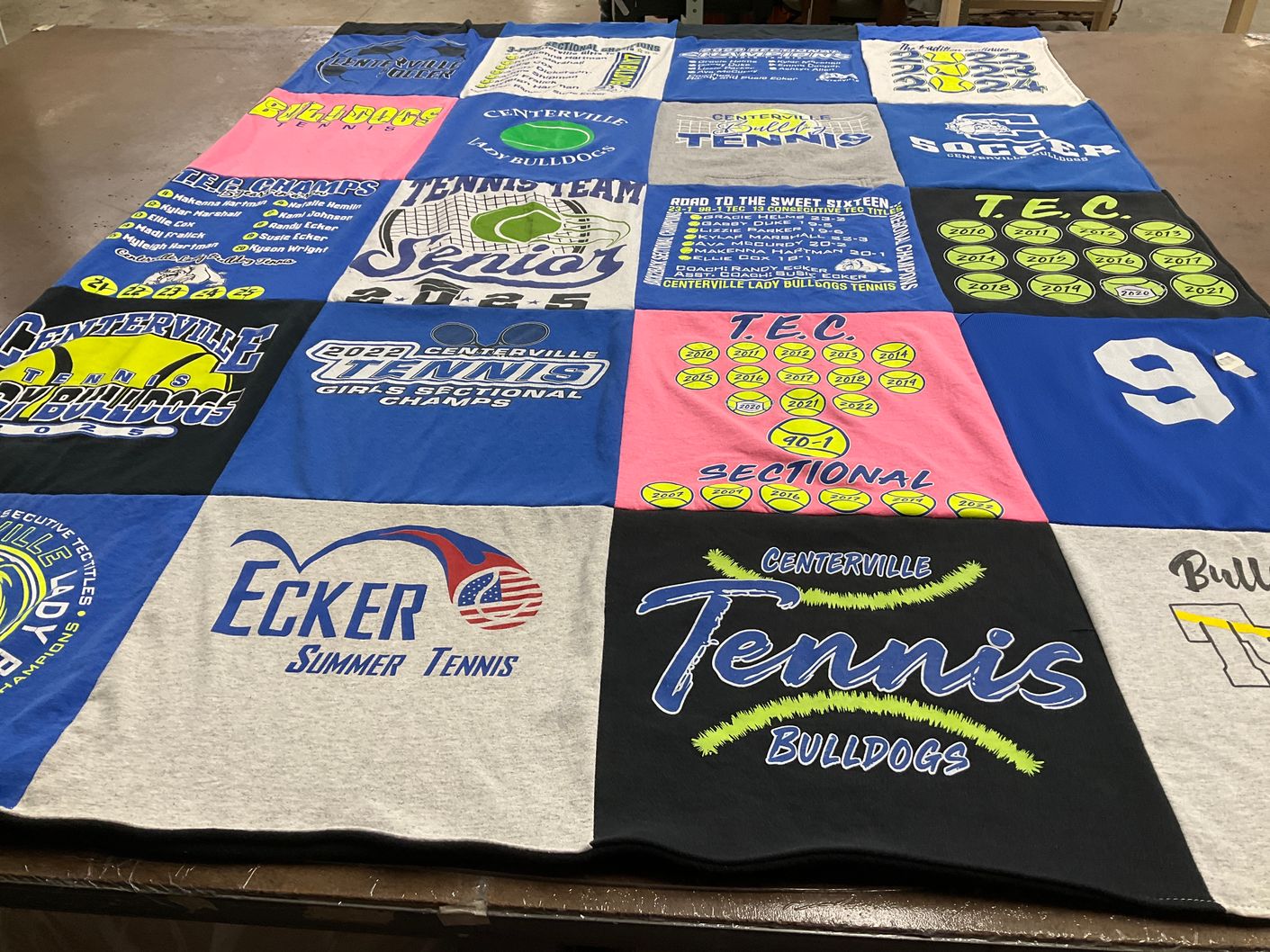 T-shirt quilt featuring centerville high school bulldogs by Kylar from IN