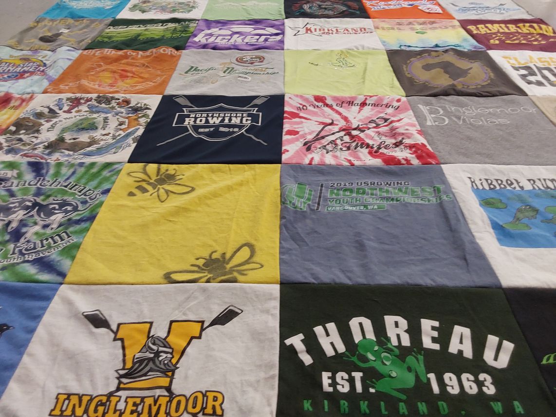 T-shirt quilt featuring inglemoor high school rowing team by Shannon from WA