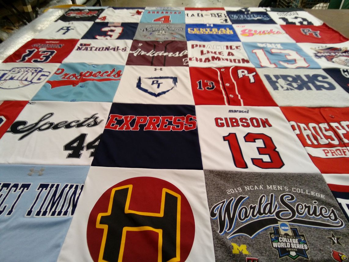 T-shirt quilt featuring arkansas razorbacks, prospects by Jennifer from AR