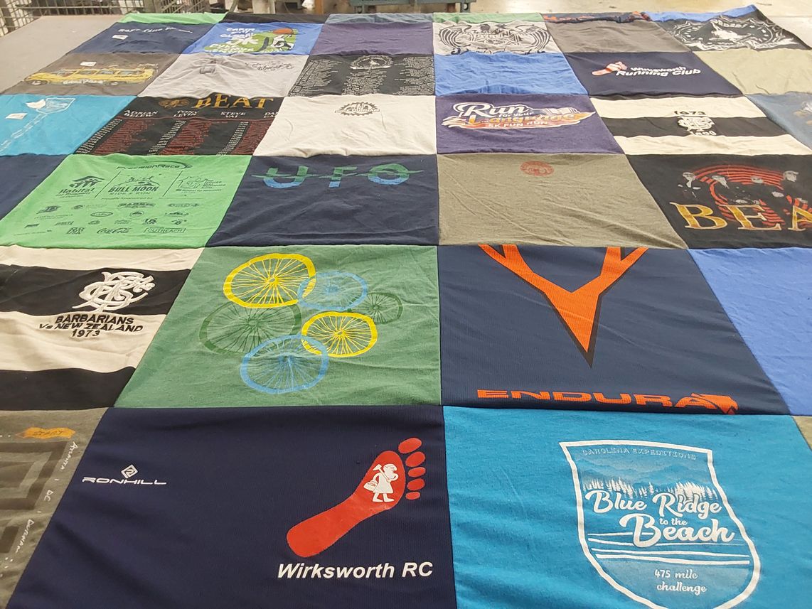 T-shirt quilt with running, sports themes by David from NC