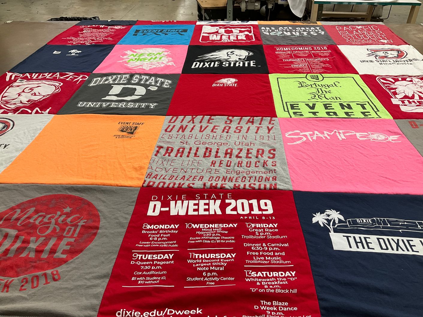T-shirt quilt featuring dixie state trailblazers by Mardi from UT