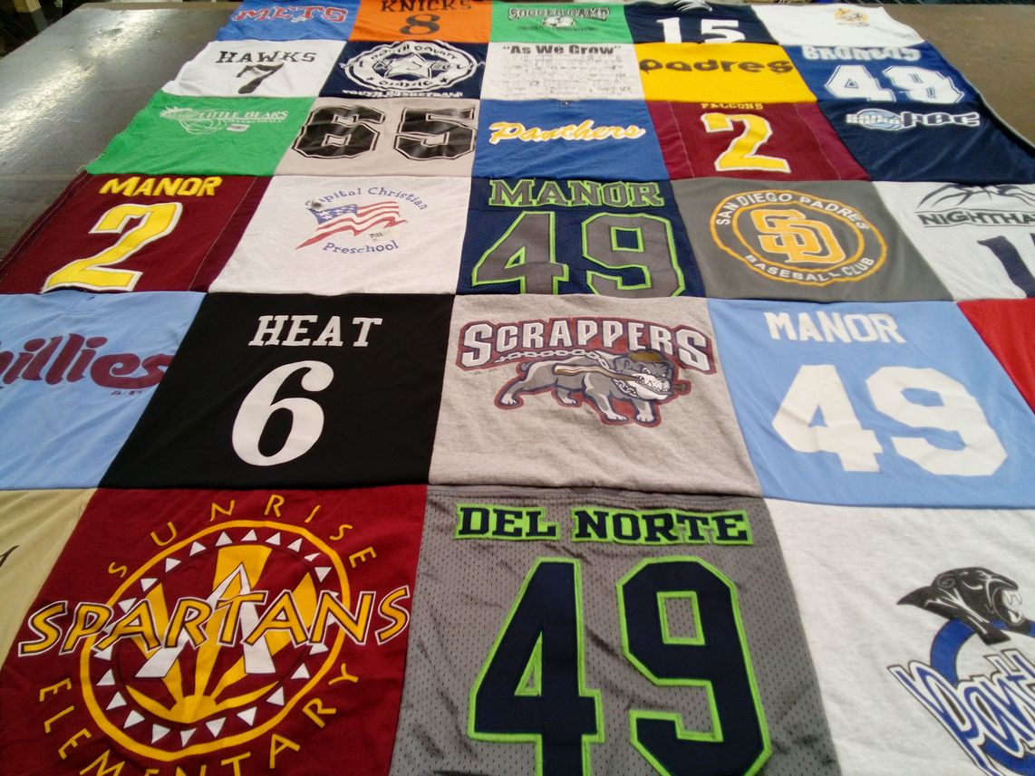 T-shirt quilt featuring san diego padres baseball club, scrappers by Pixie from CA