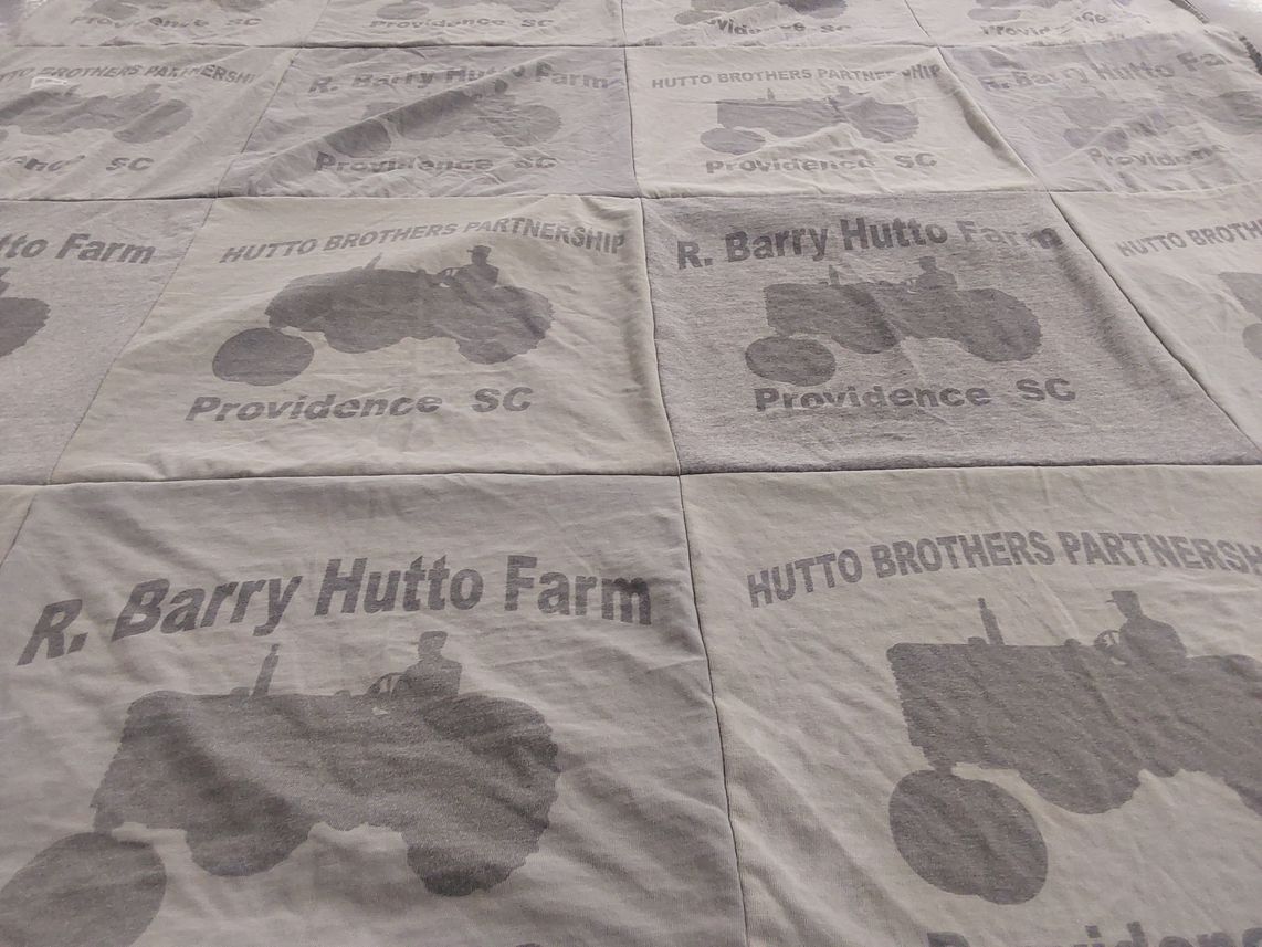 T-shirt quilt with farming, agriculture themes by Ashlee from SC