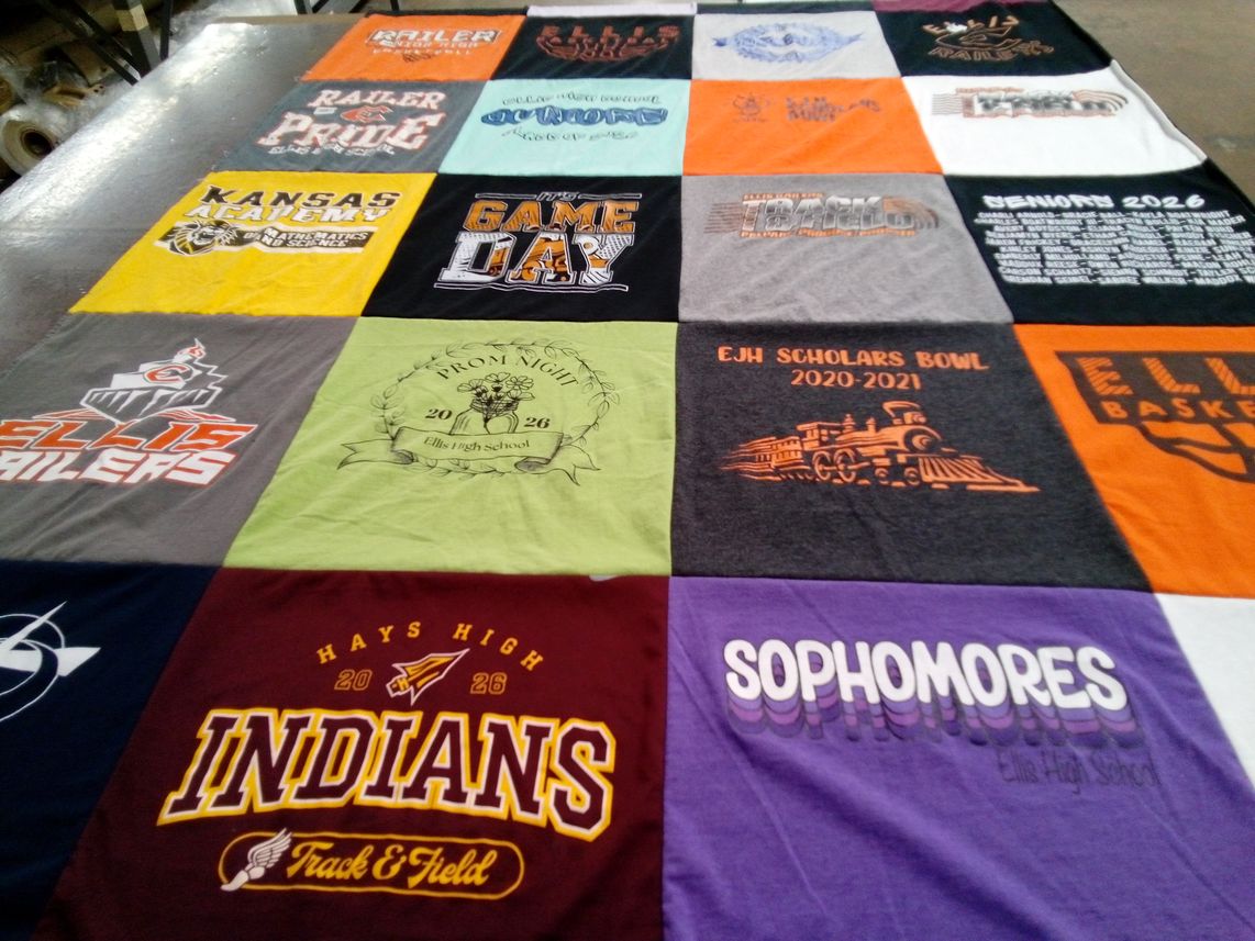 T-shirt quilt featuring hays high school indians by Sarah from KS