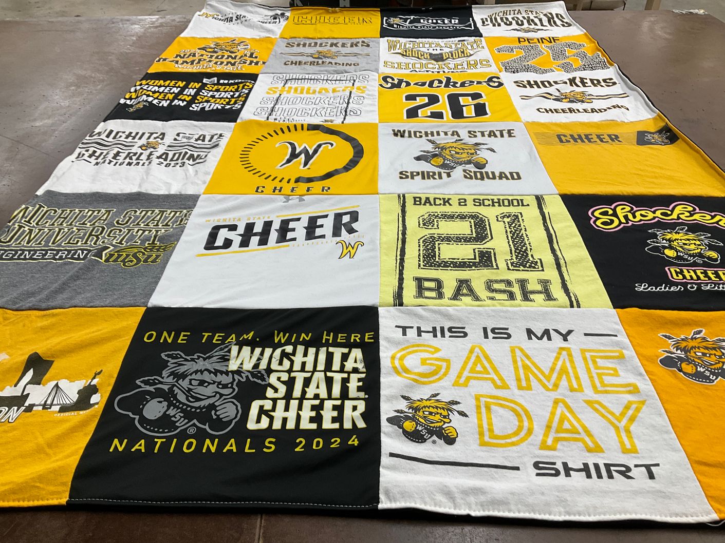 T-shirt quilt featuring wichita state shockers by Sarah from KS