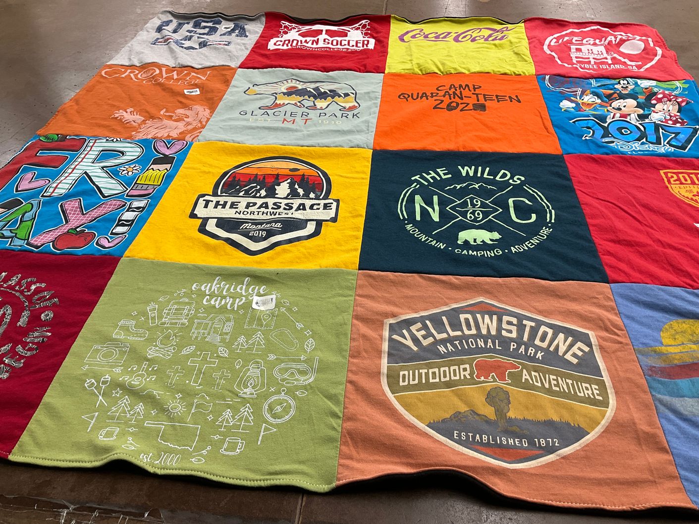 T-shirt quilt from crown college by Christina from OK