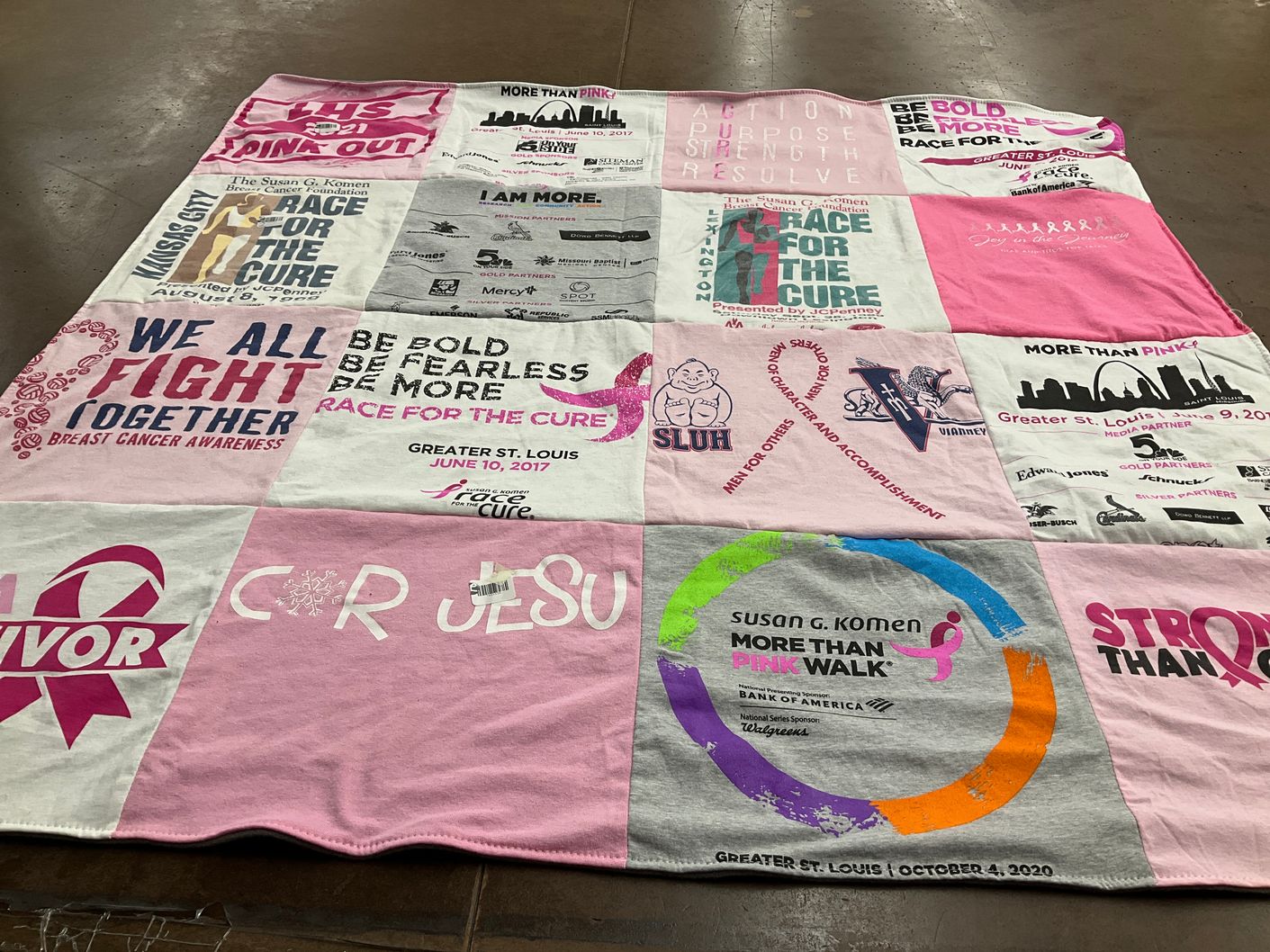 T-shirt quilt from st. louis university high school by Theresa from MO