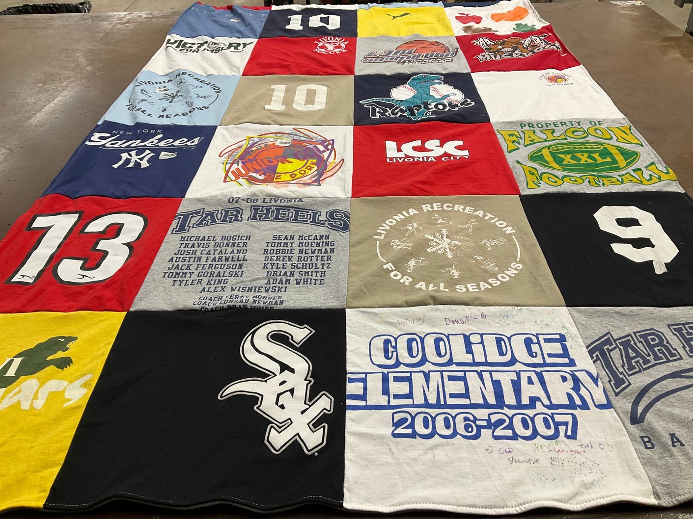 T-shirt quilt featuring new york yankees, north carolina tar heels by Kerri from SC