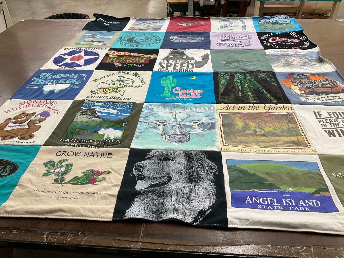 T-shirt quilt with nature, environment themes by valerie from OR