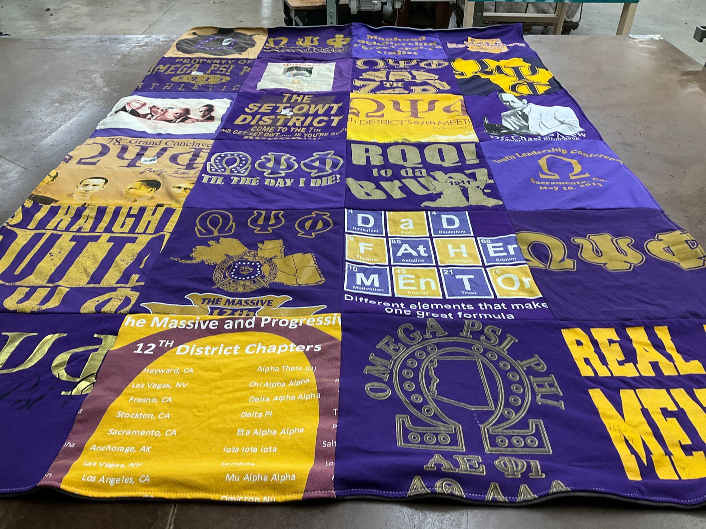 T-shirt quilt with fraternities, leadership themes by Khaim from AZ
