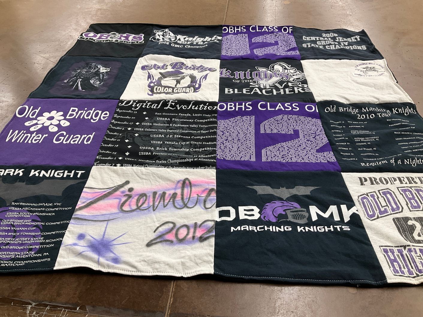 T-shirt quilt featuring old bridge marching knights by Heather from NJ