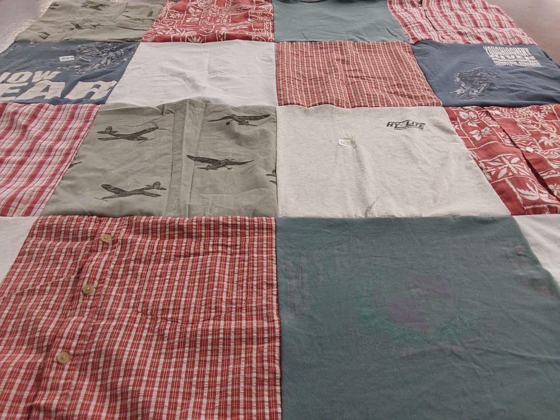 T-shirt quilt with aviation themes by Lynn from SC