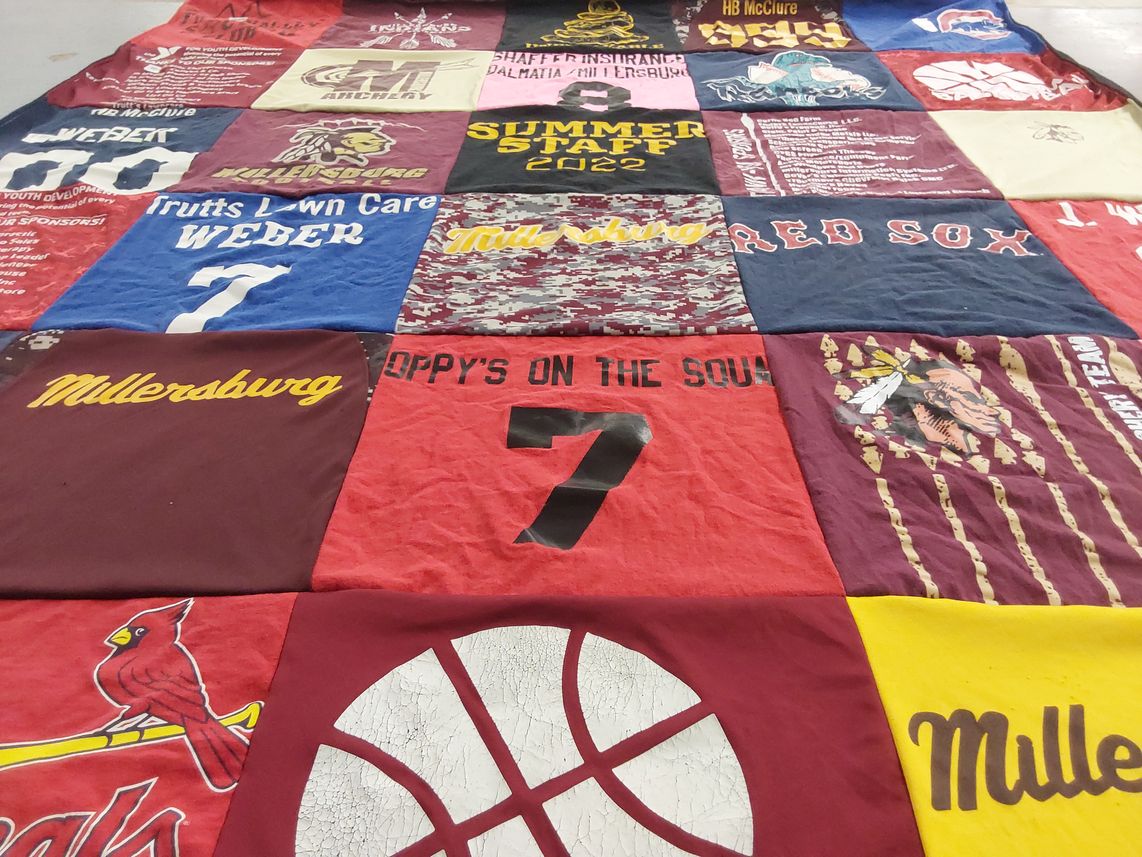T-shirt quilt featuring millersburg area high school basketball team by Karen from PA