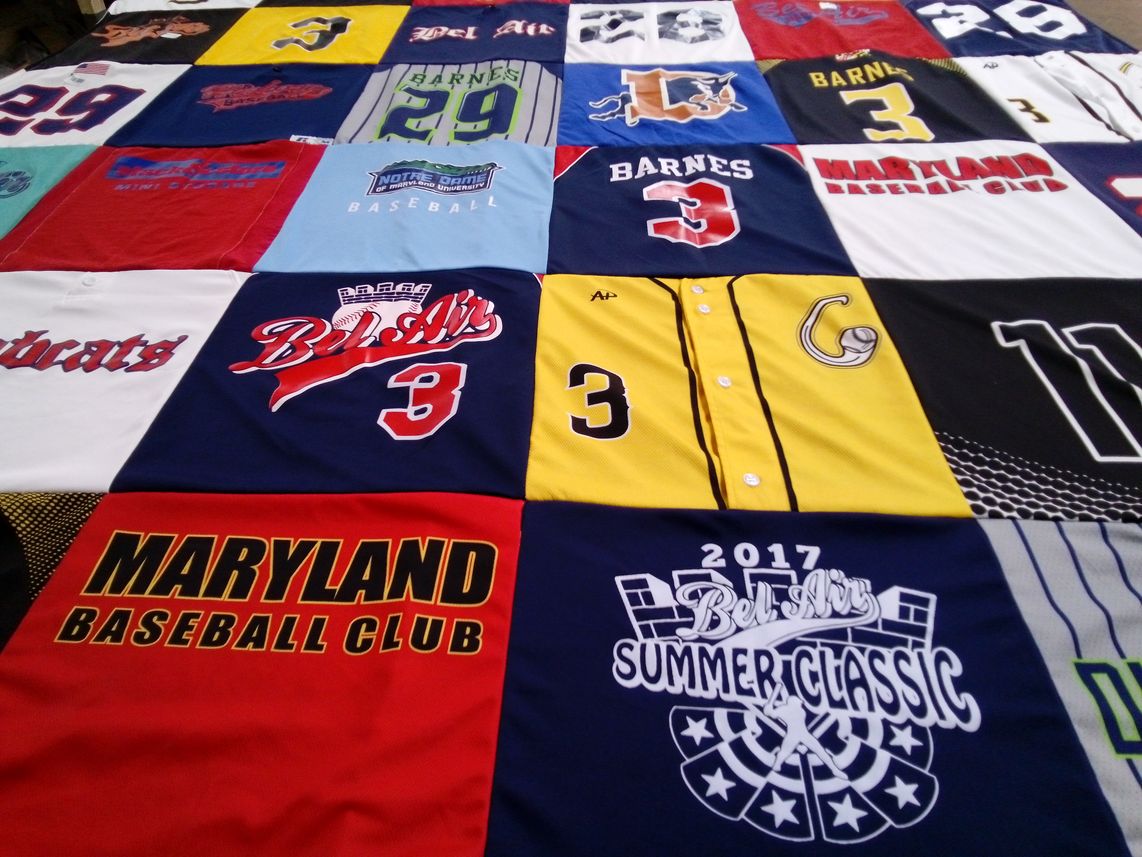 T-shirt quilt with baseball themes by Jennifer from MD