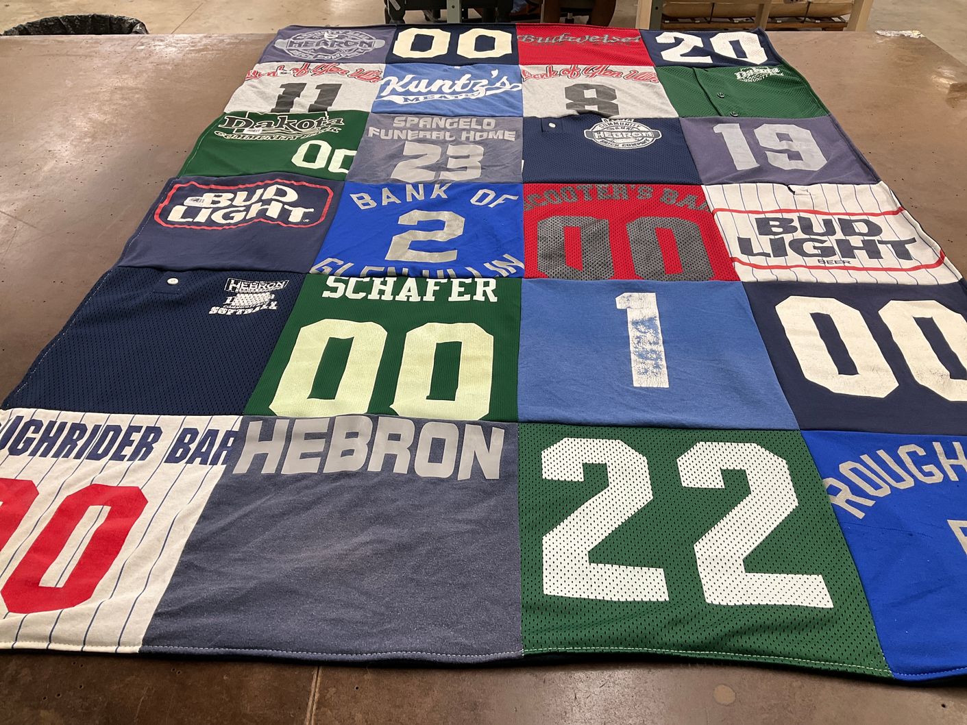 T-shirt quilt from hebron high school by Tim from ND