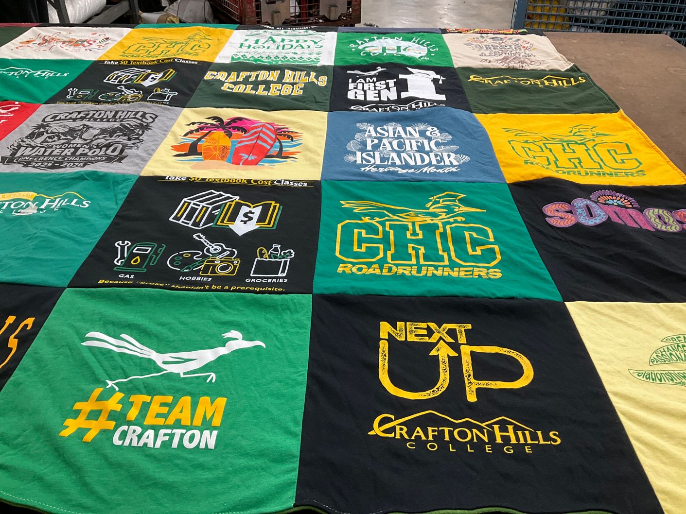 T-shirt quilt featuring crafton hills college roadrunners by Kevin from CA