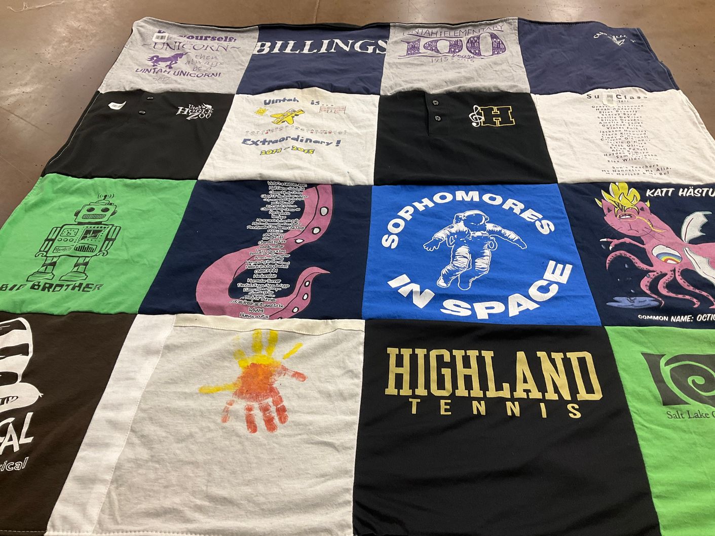 T-shirt quilt from highland high school by Jessica from IL