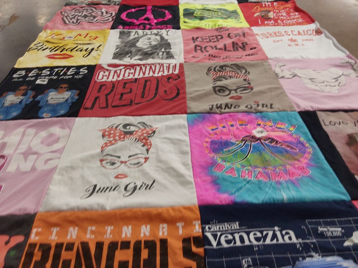 T-shirt quilt featuring cincinnati reds, cincinnati bengals by Cynthia from NY