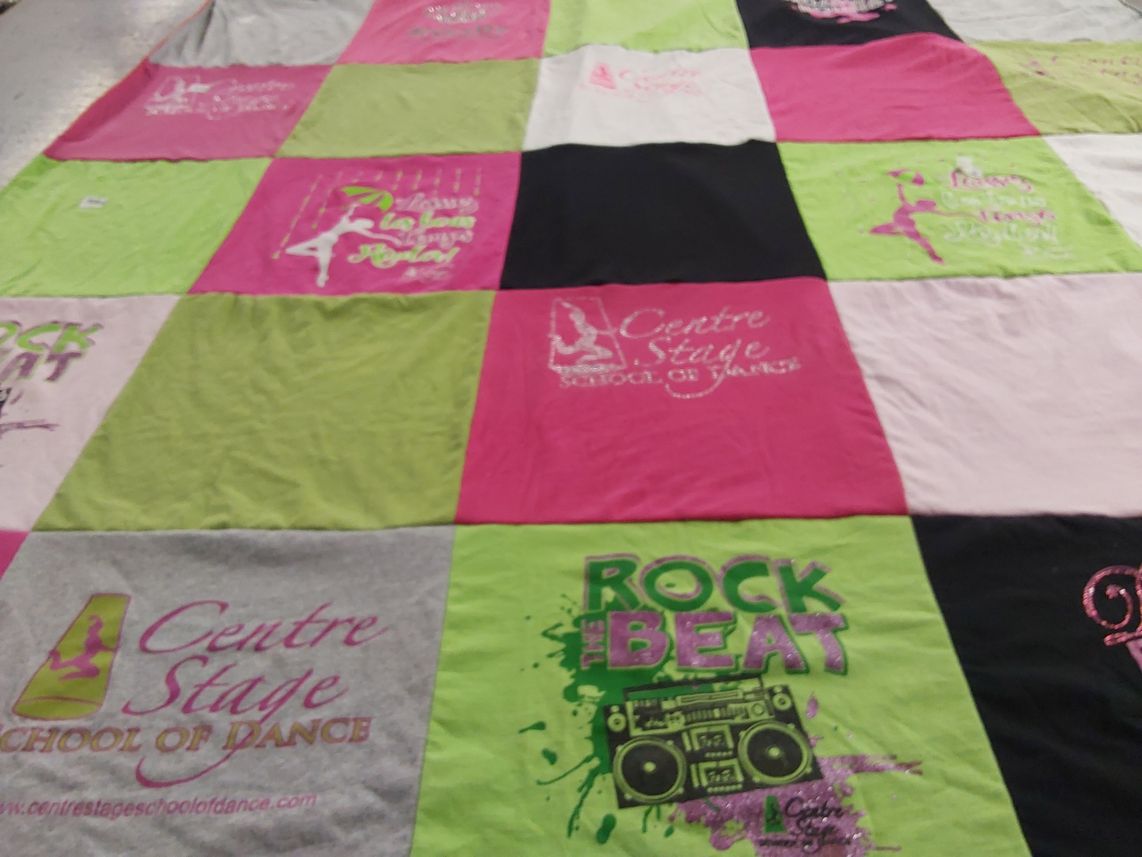 T-shirt quilt with dance themes by Linda S from LA