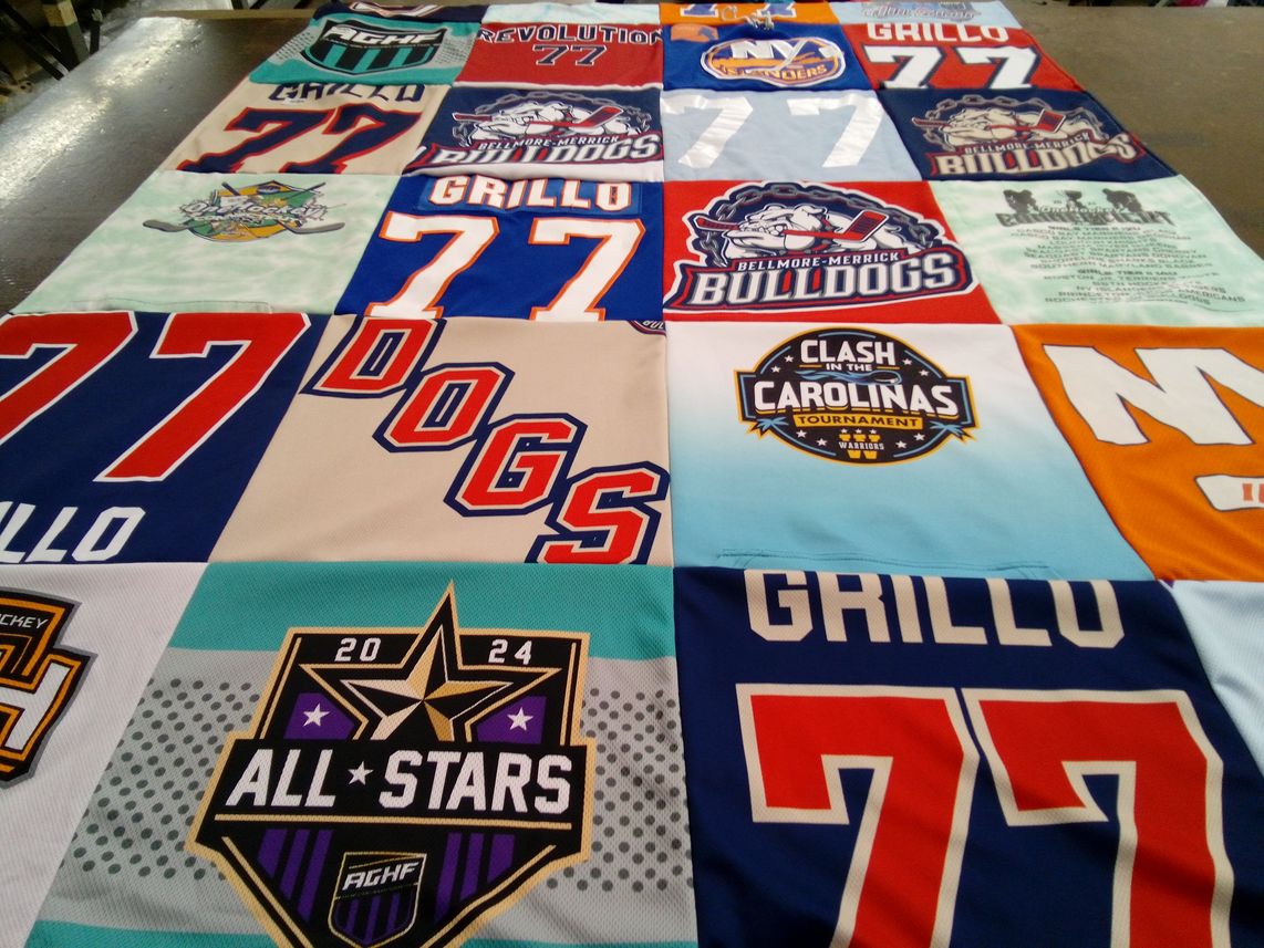 T-shirt quilt featuring bellmore-merrick bulldogs by Monique from NY