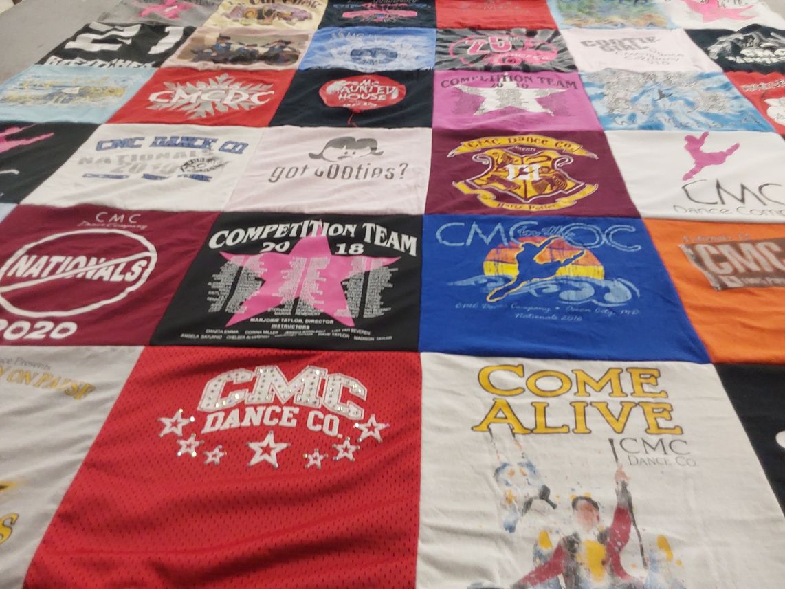 T-shirt quilt with dance, competition themes by Stacey from NY