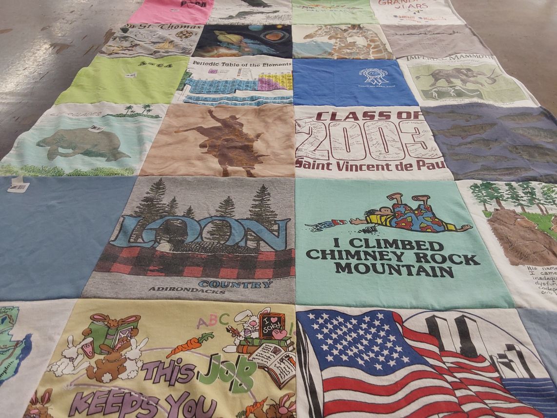 T-shirt quilt from saint vincent de paul school by Theresa from NJ