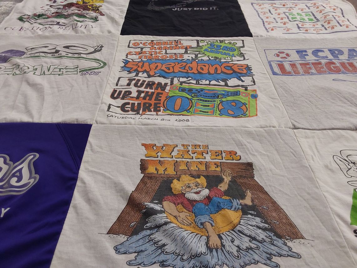 T-shirt quilt with fundraising, dance themes by Angela from VA