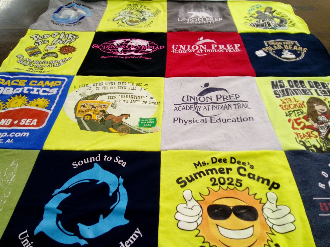 T-shirt quilt from union prep academy at indian trail by Ashley from NC