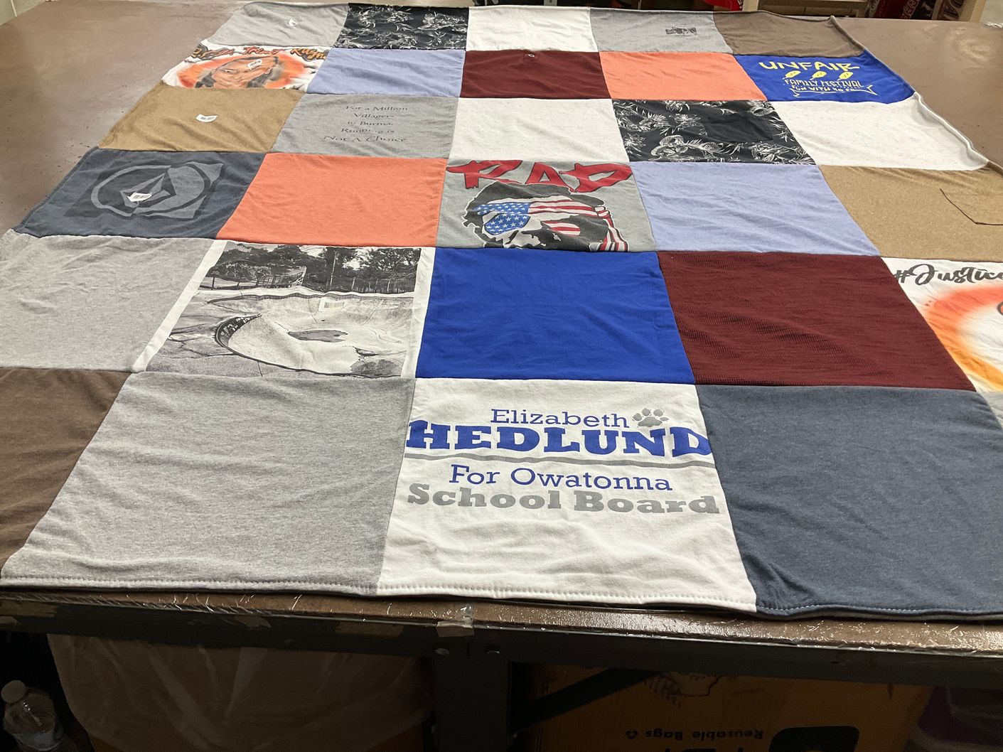T-shirt quilt from owatonna school by Cheryl from MN