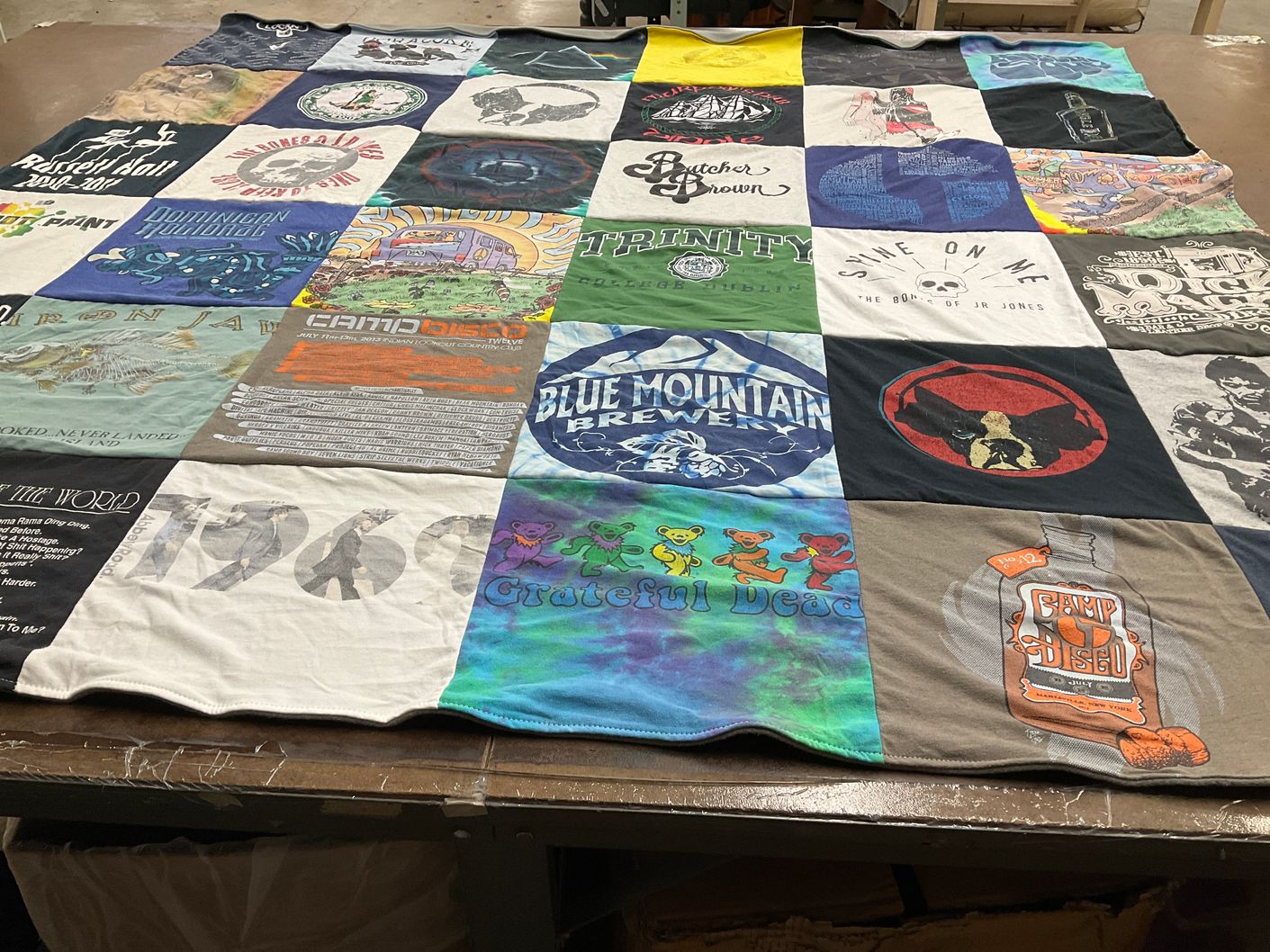T-shirt quilt with music, camping themes by Patricia from VA