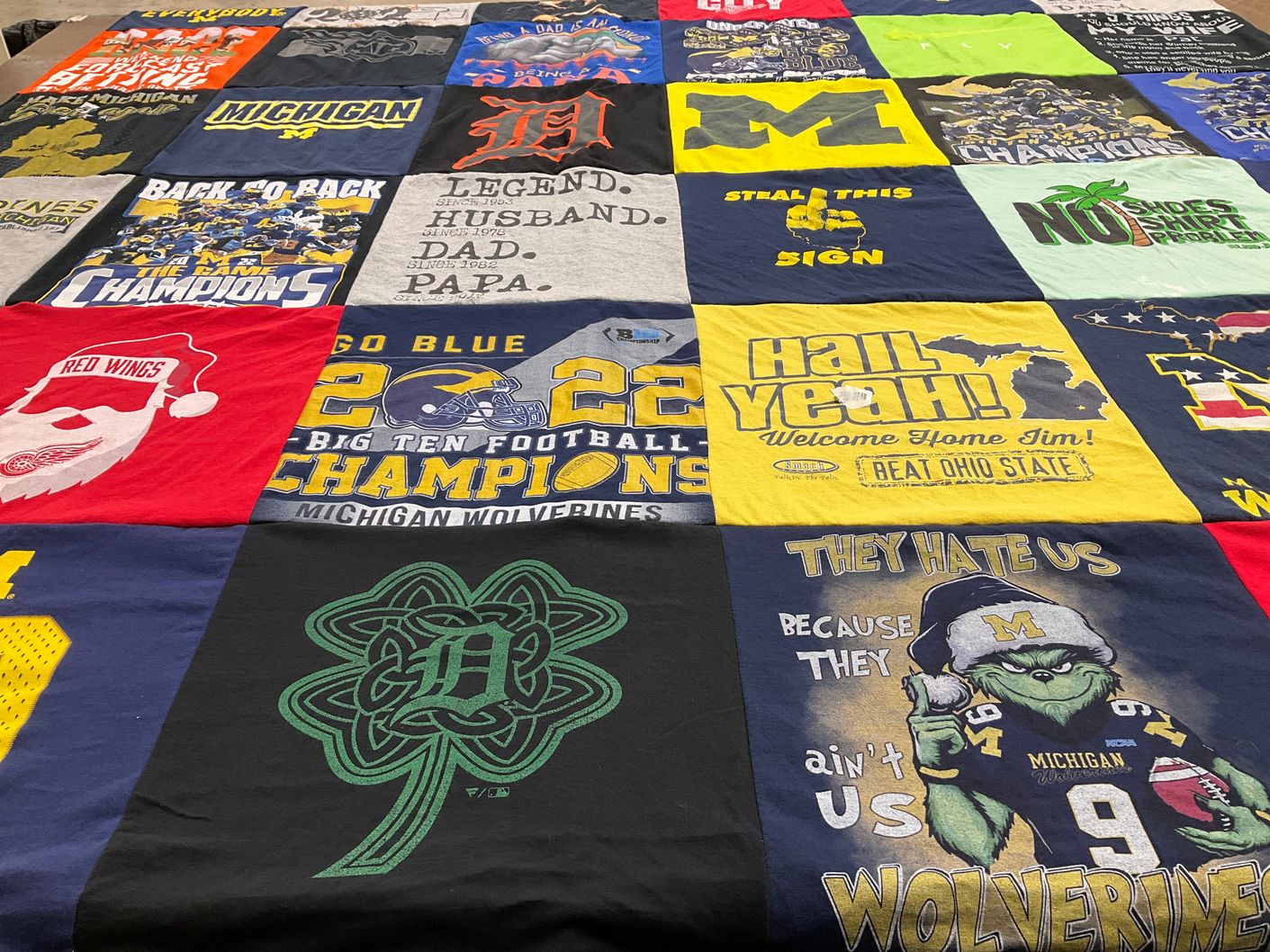 T-shirt quilt featuring university of michigan wolverines by Patricia from MI