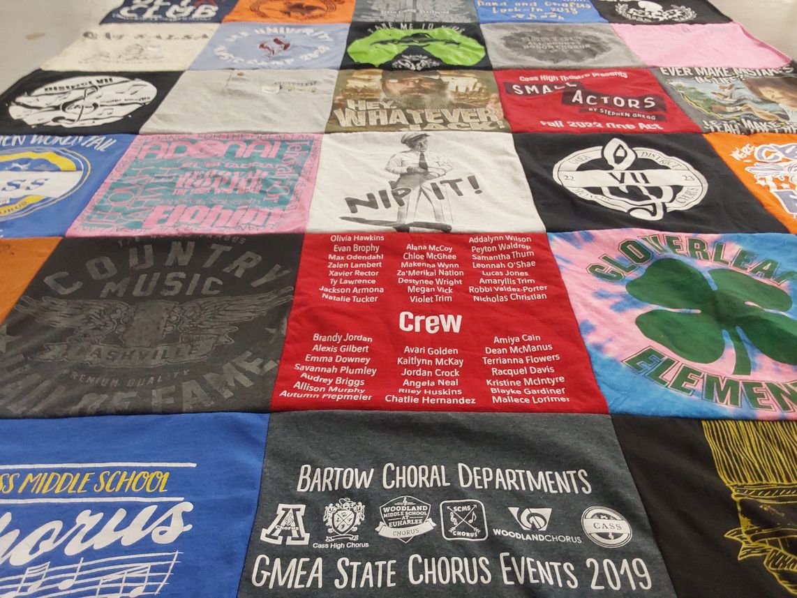 T-shirt quilt from cass high school, cloverleaf elementary school by Maria from GA