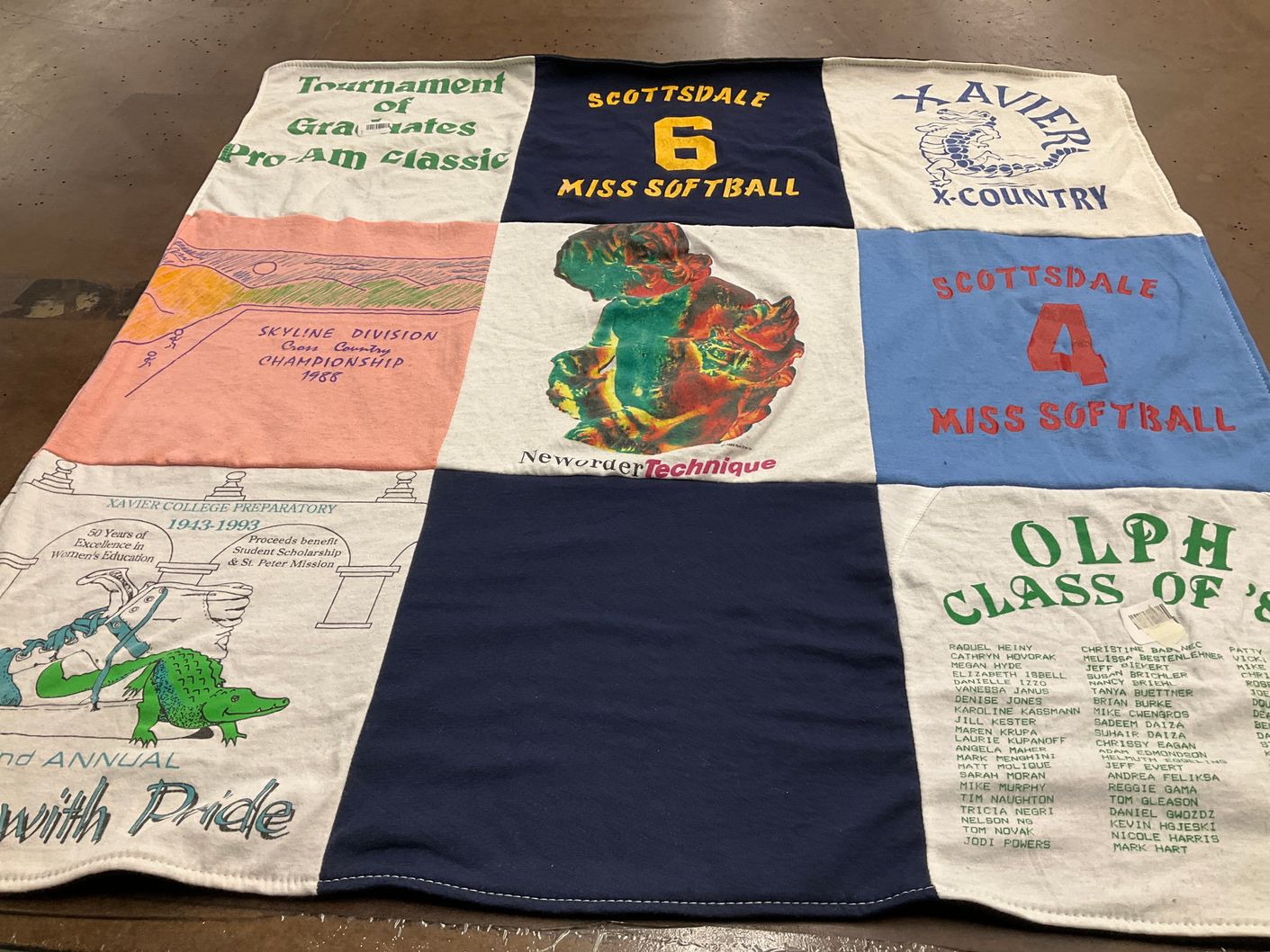 T-shirt quilt featuring scottsdale miss softball, xavier college cross country by Mary Anne from AZ