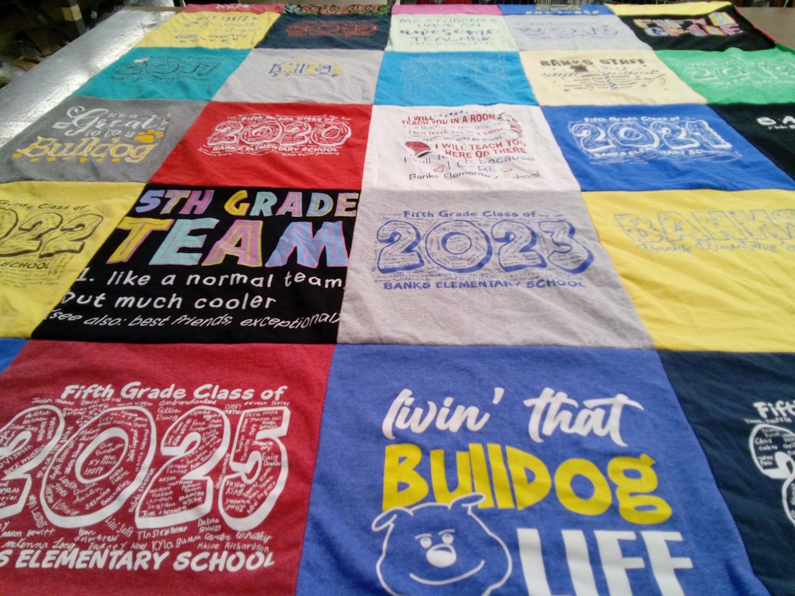 T-shirt quilt from banks elementary school by Karyl from NC
