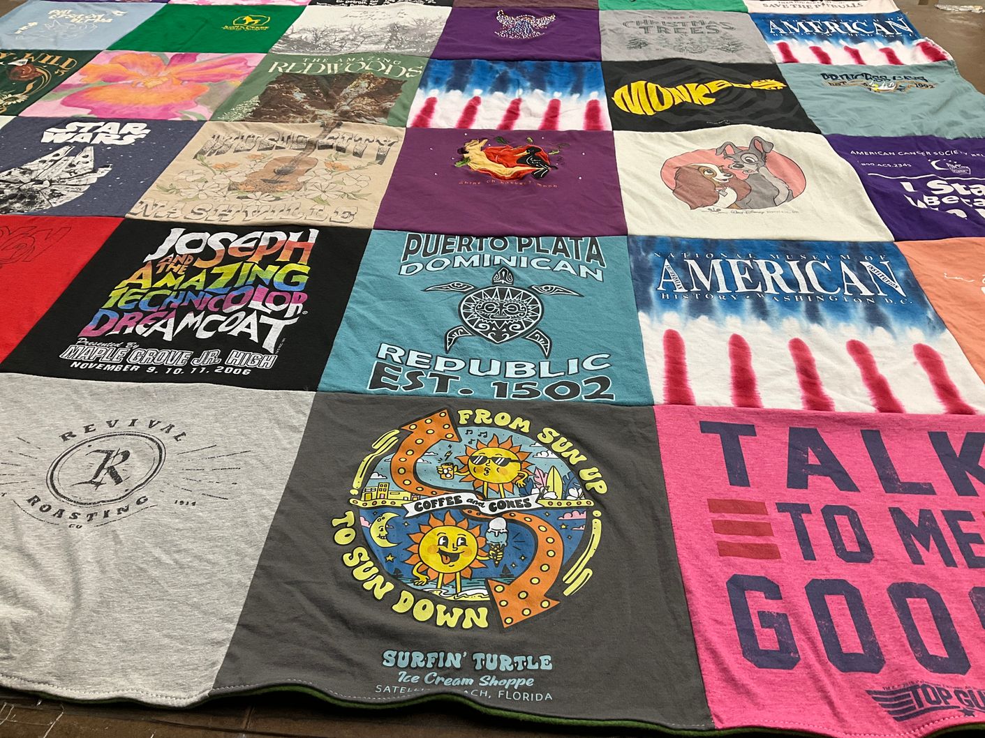 T-shirt quilt from maple grove junior high by Laurie from MN