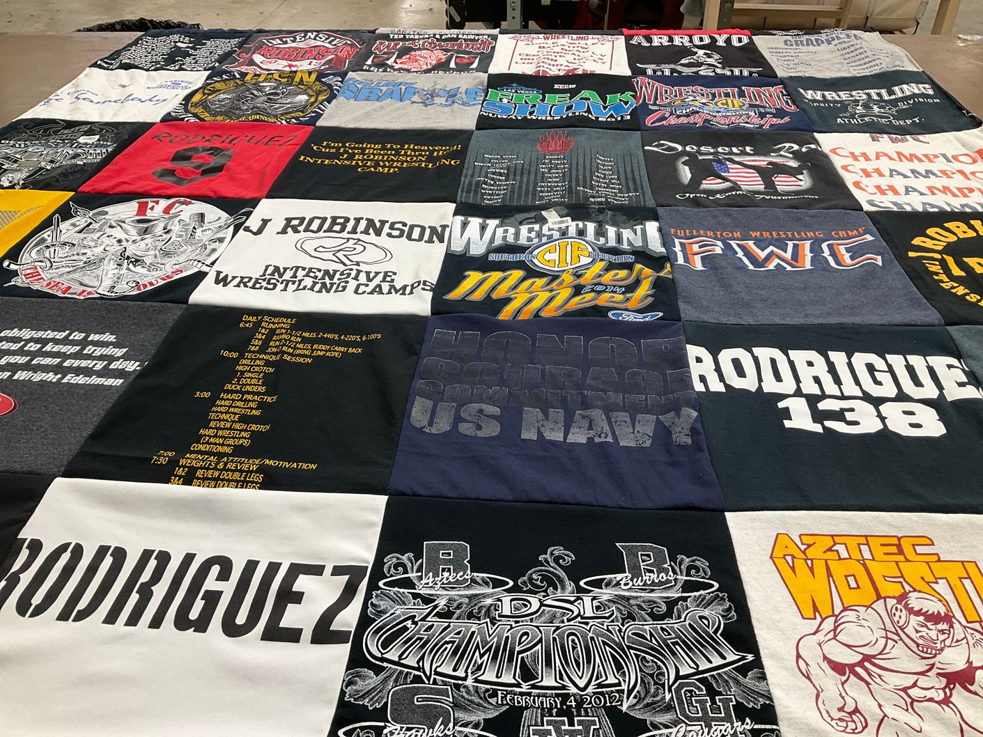 T-shirt quilt featuring aztec wrestling by Susan from CA