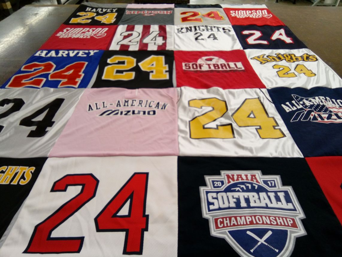 T-shirt quilt featuring knights, simpson university by Robert from CA
