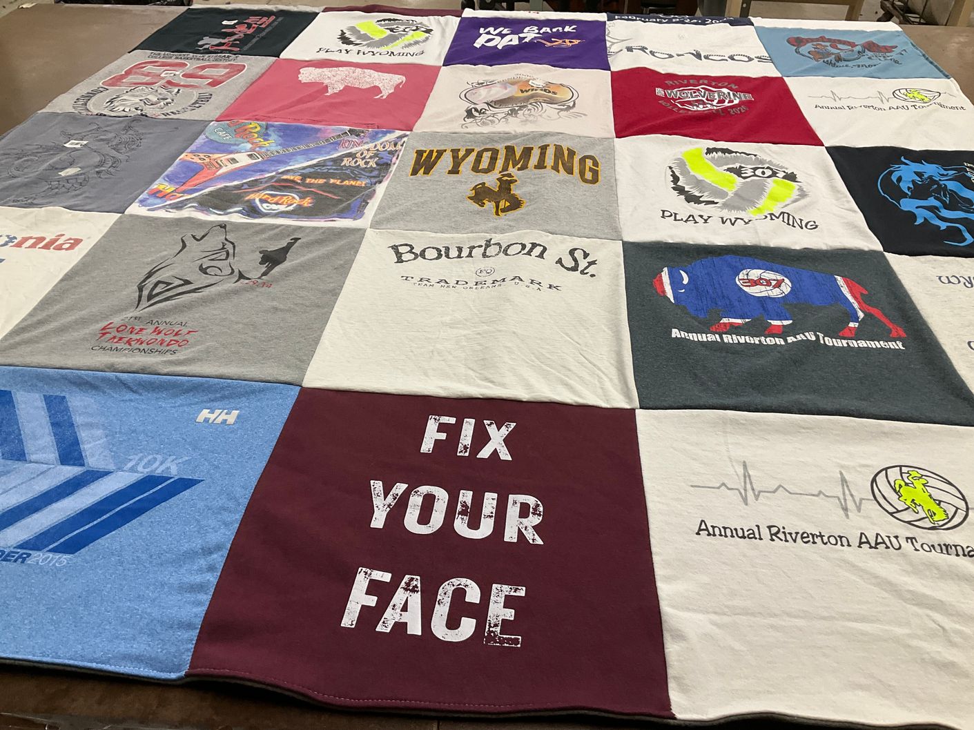 T-shirt quilt from wyoming university by Jessica from WY