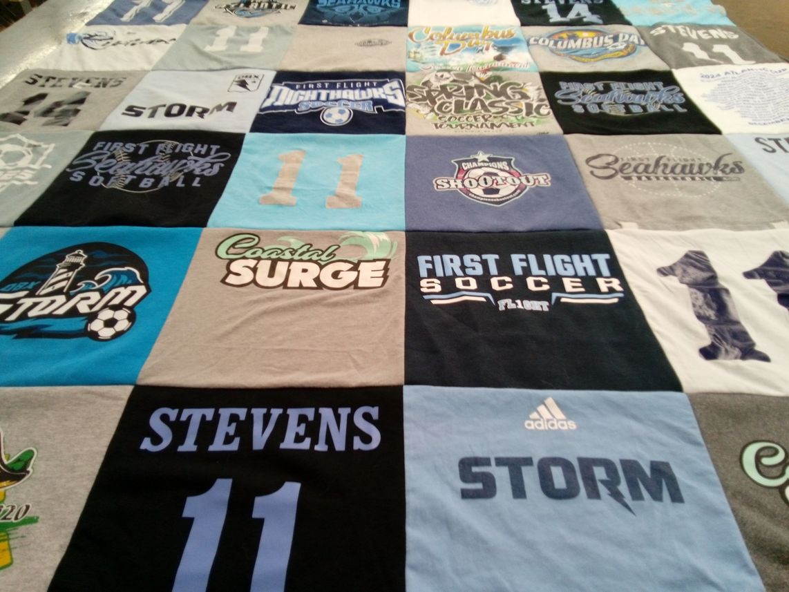 T-shirt quilt featuring storm soccer, first flight soccer by Melissa from NC