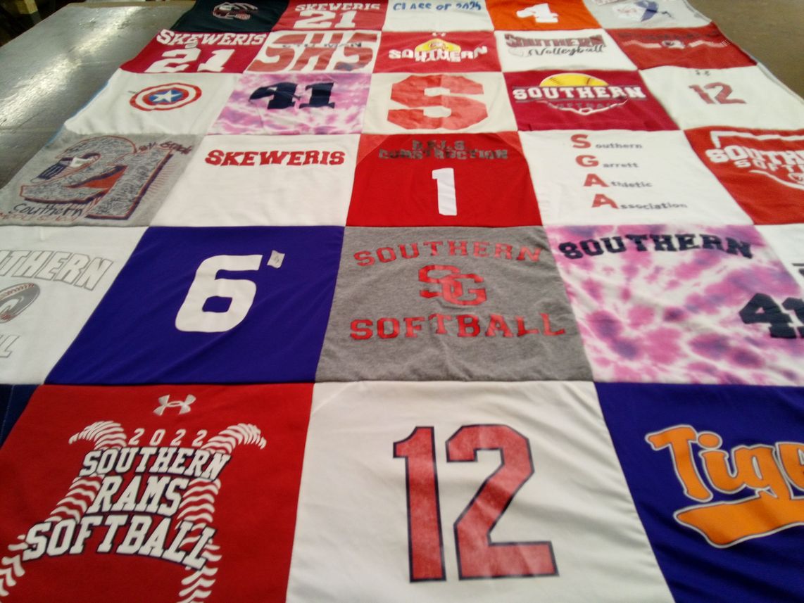 T-shirt quilt featuring southern rams softball by Missie from MD