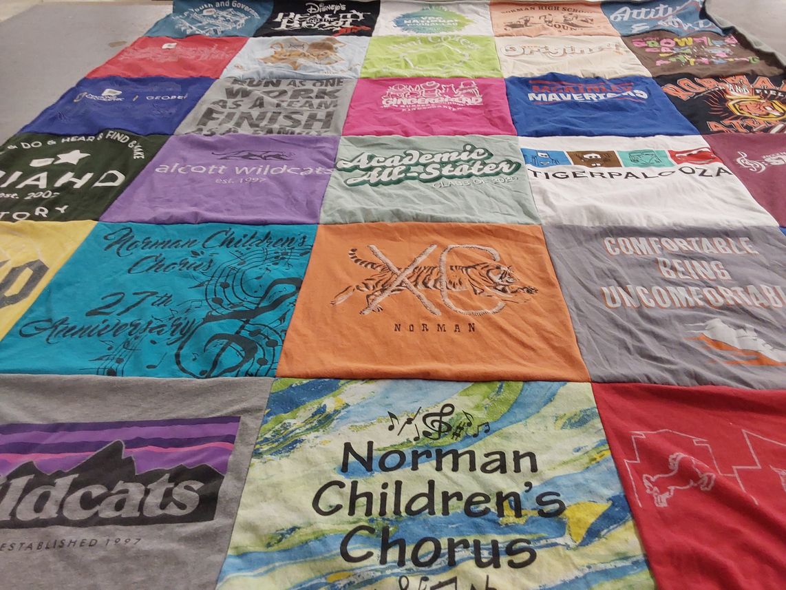 T-shirt quilt from alcott wildcats elementary school, norman high school by Julianna from OK