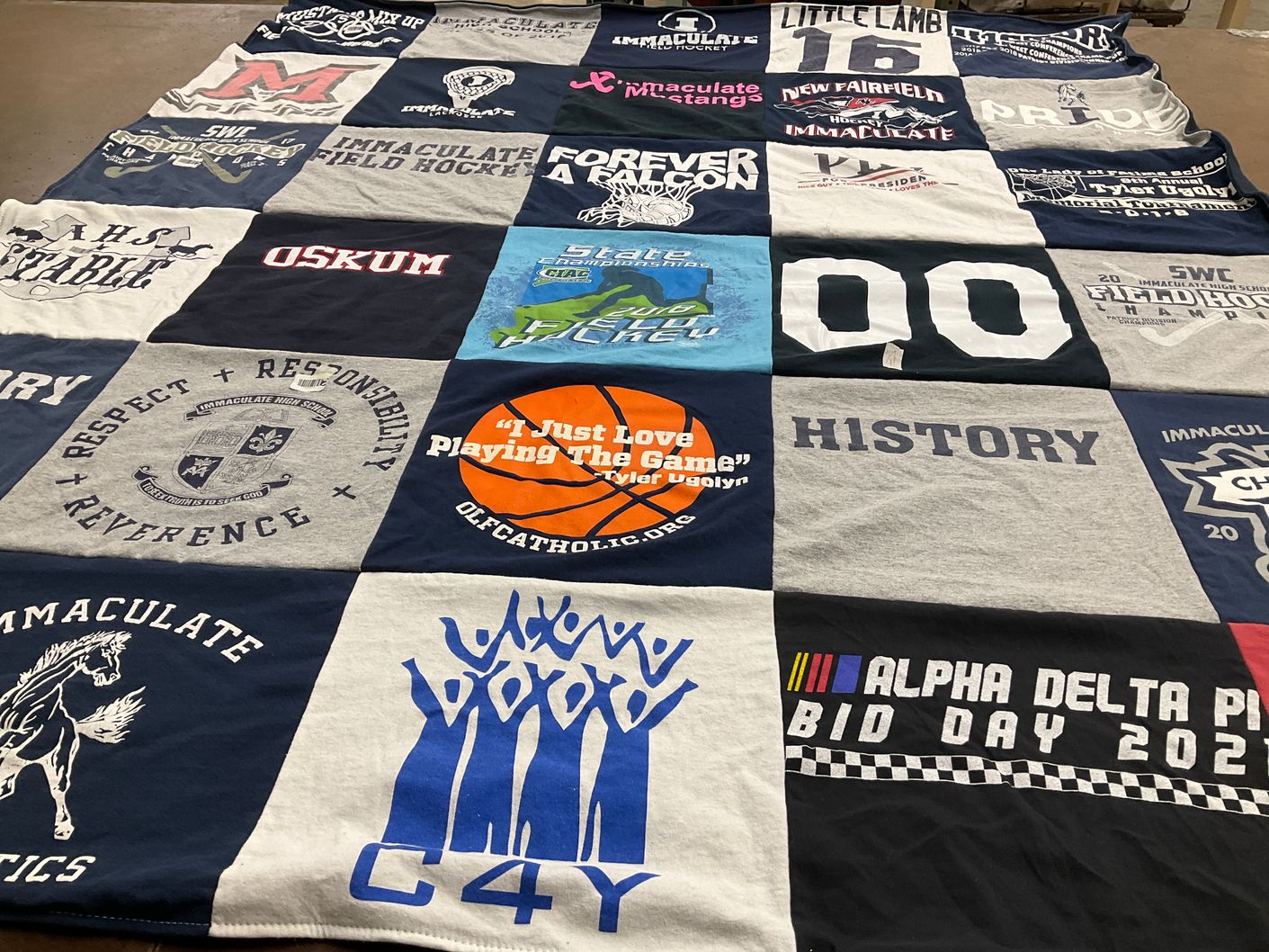 T-shirt quilt from immaculate high school by Hilary from VT