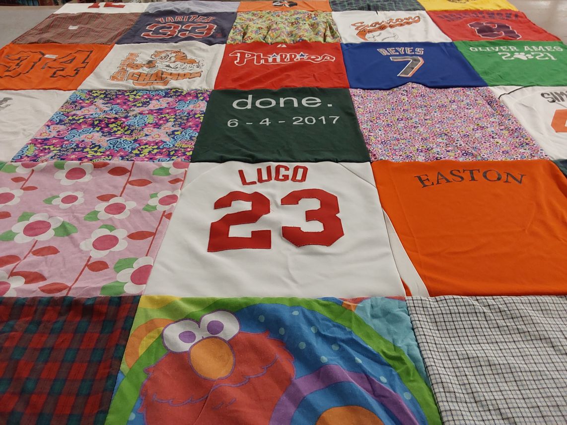 T-shirt quilt featuring philadelphia phillies by Elizabeth from MA