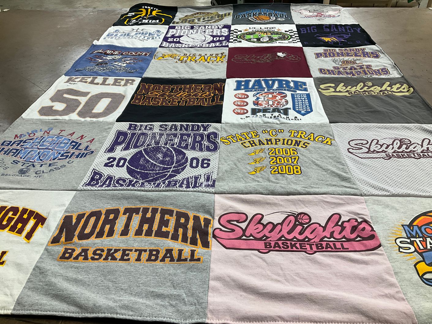 T-shirt quilt featuring big sandy pioneers basketball, northern basketball by Laci from MT