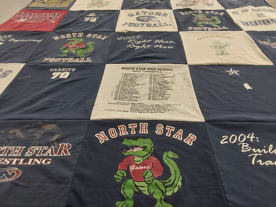 T-shirt quilt featuring north star gators by LORETTA from KS