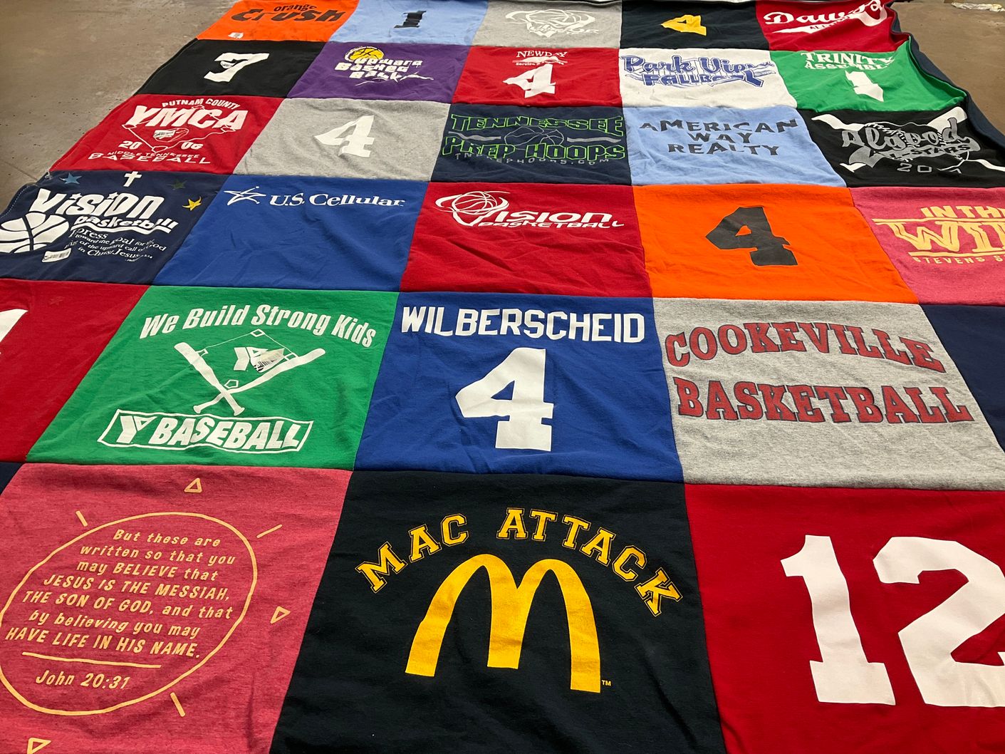T-shirt quilt featuring wilberscheid basketball team by Michele from TN