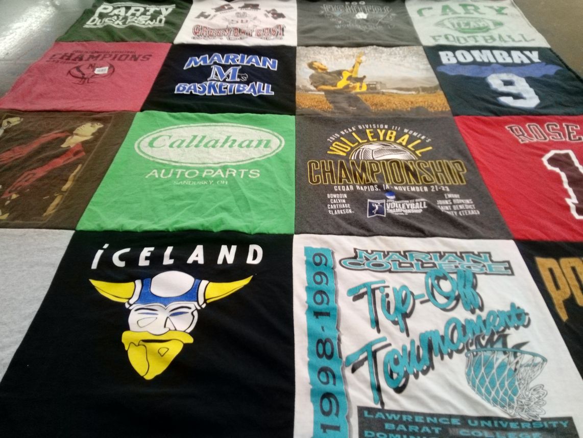 T-shirt quilt featuring marian college basketball by Sam from WI