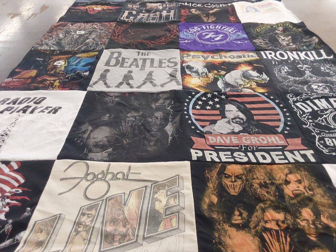 T-shirt quilt with music, rock themes by Rodney from AZ