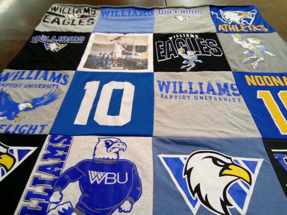 T-shirt quilt featuring williams eagles by Becky from AR