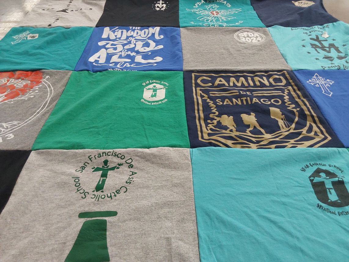 T-shirt quilt from san francisco de asisi catholic school by Breanne from AZ